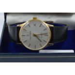 9ct Gold cased quartz wristwatch by Mappin & Webb, with original strap, box and papers