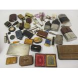 Box containing a quantity of miscellaneous collectables to include: desk seal, various hip flasks,