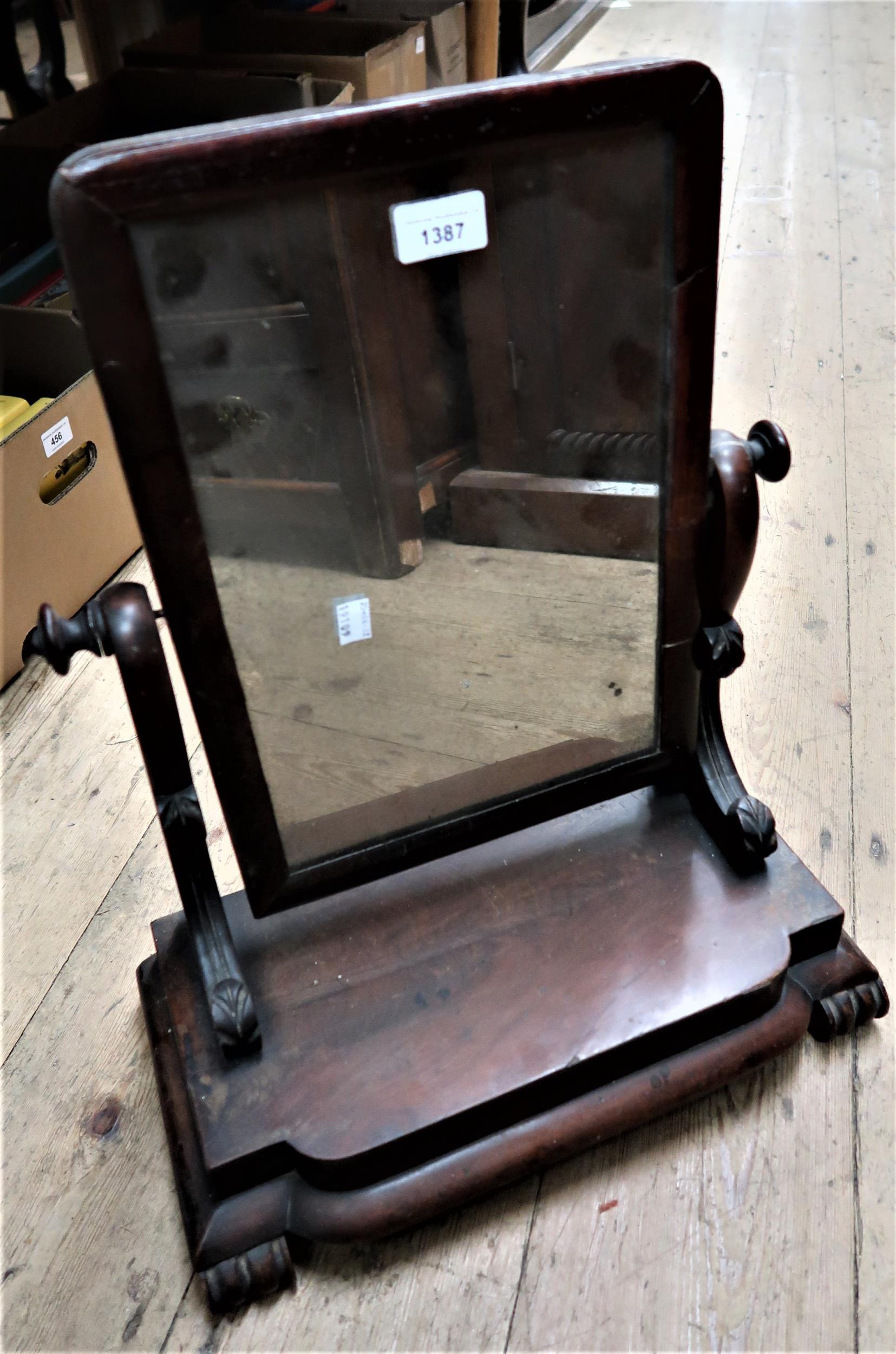 Victorian swing frame toilet mirror, circular brass occasional table with a folding base and a small