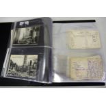 Album containing World War I postcards with censor marks