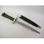 Late 19th / early 20th Century Scottish hunting knife, the chromed blade with engraved decoration,