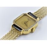 Ladies 18ct gold wristwatch by Chopard, the irregular octagonal gilt dial with plain tapering