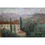 William Slocum Davenport, signed oil, landscape, inscribed verso ' Hills of Avignon ', 12.5ins x