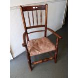 19th Century ash spindle back elbow chair