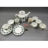Mid 20th Century Norwegian six place setting coffee service, together with a set of six gold