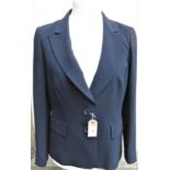 Jaeger navy blue ladies jacket, Jaeger blue patterned matching skirt and blouse and a Jaeger black