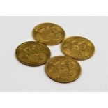 Four gold half sovereigns 1905, 2 x 1913 and 1914