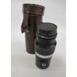 Leitz Wetzlar Hektor 13.5cm F4.5 lens, Serial No. 415357, in a leather case