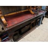 Large early 20th Century mahogany partners library table, with a tooled leather inset top above