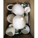 Carlton walking ware two handled sugar bowl and cover, two egg cups, a similar teapot, sugar bowl,