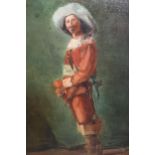 G. Thompson, signed 19th Century oil on canvas, portrait of a 17th Century gentleman with a sword,