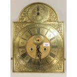 Mid 18th Century brass dial eight day clock movement by Thomas Ogden, Halifax, with unusual