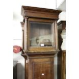 Two George III oak longcase clock cases with square apertures Taller clock hood door aperture - 27.