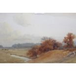Joseph Powell, watercolour, river landscape, 10ins x 14ins approximately, together with another