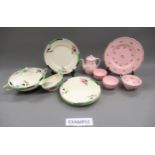 Art Deco dinner service, with stylised floral decoration and a Wedgwood Alpine Pink pattern floral