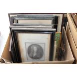 Set of three 18th Century portrait engravings, Sir Isaac Newton, John Milton and John Dryden, housed