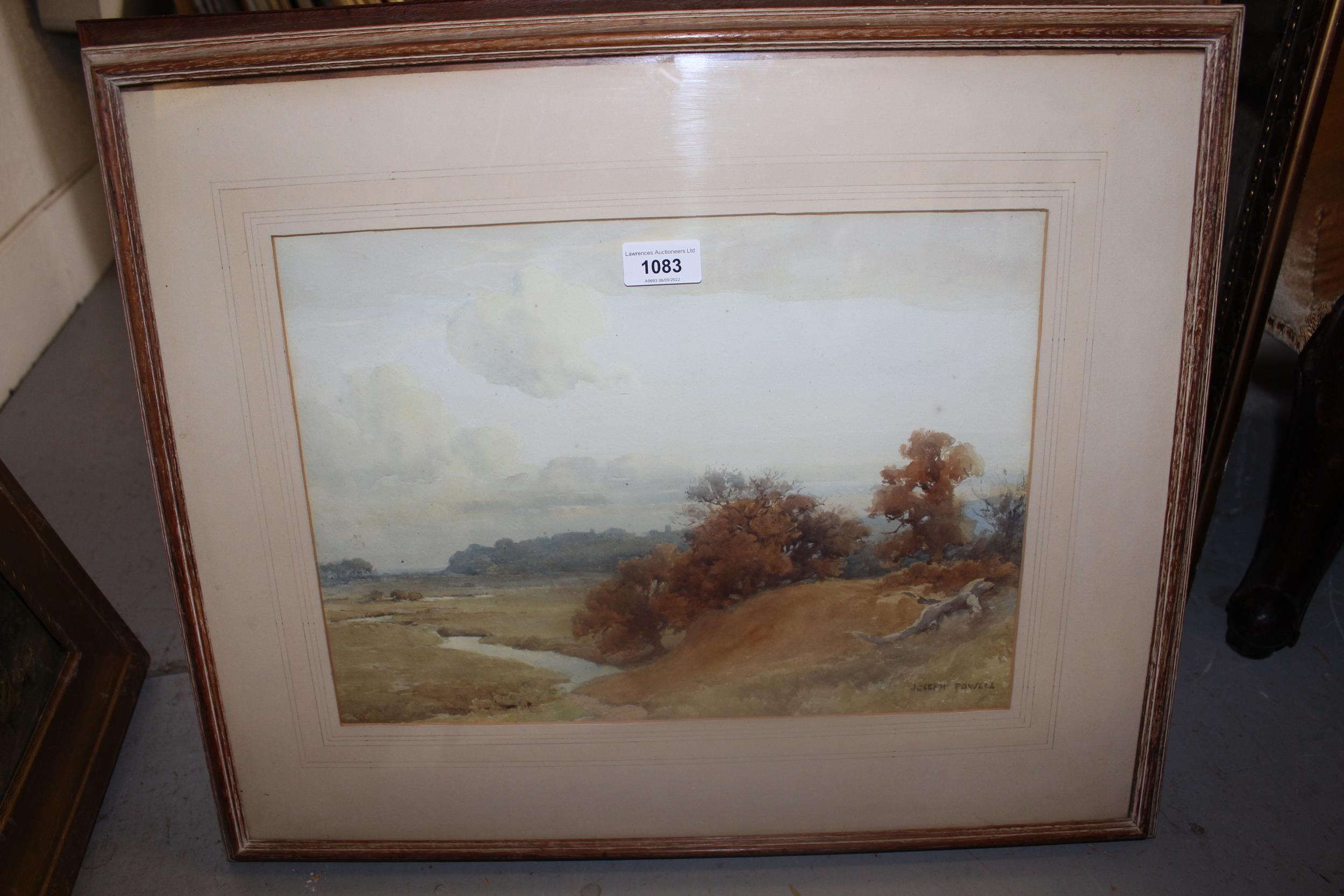 Joseph Powell, watercolour, river landscape, 10ins x 14ins approximately, together with another - Image 2 of 6