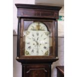 George III oak longcase clock, the arched painted dial with Arabic and Roman numerals, subsidiary