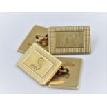 Pair of rectangular 9ct gold cufflinks, engraved with the letter S, 12g