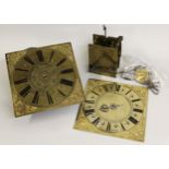 Two 18th Century thirty hour 10in brass dial clock movements, one by John Wilks, with rare rack,