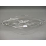 Mid 20th Century Val St. Lambert Art glass dish of stylised oval design