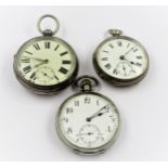 Three various silver cased open faced pocket watches