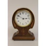 Small Edwardian mahogany marquetry inlaid mantel clock