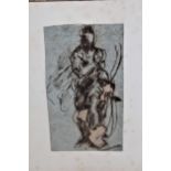 Late 17th / early 18th Century ink and wash, portrait of a standing figure, housed in a 19th Century