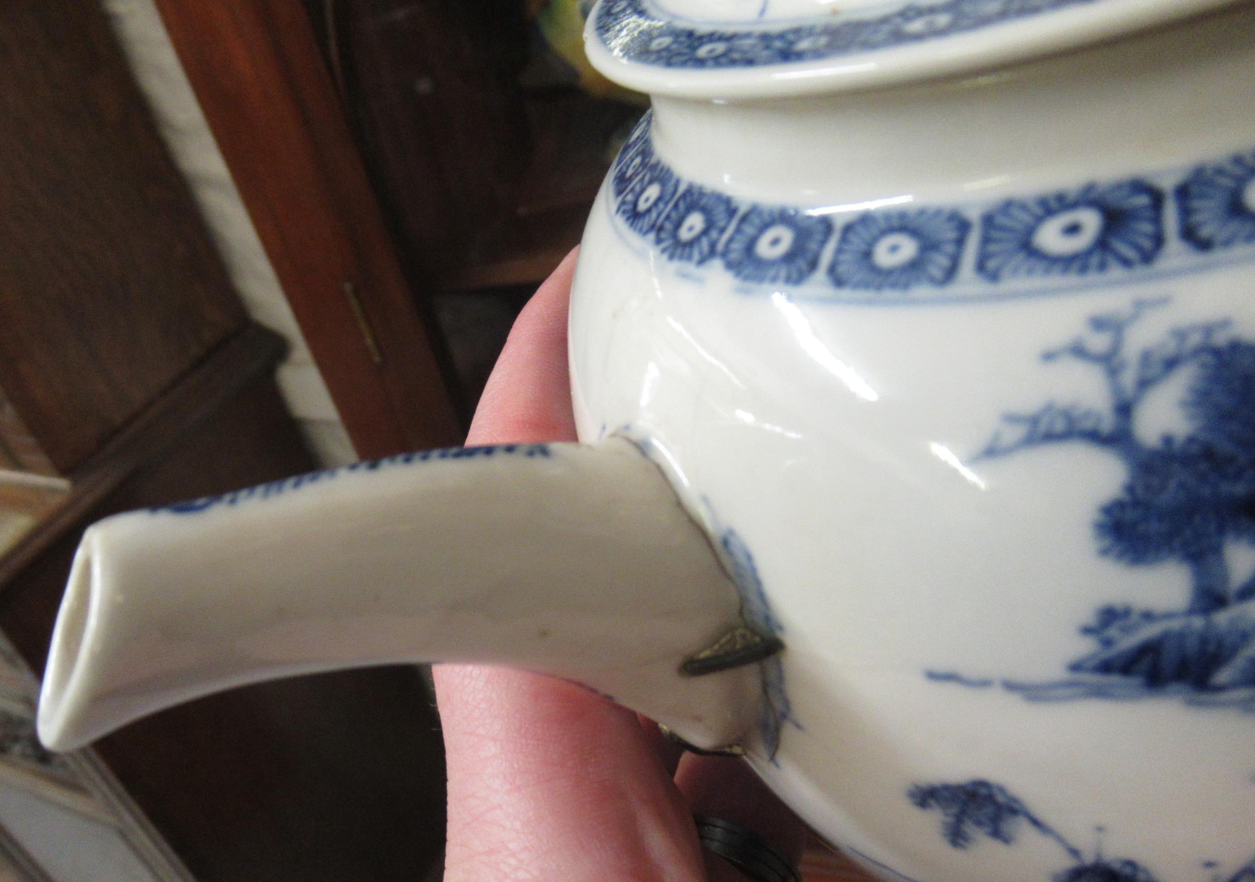 18th Century Chinese blue and white teapot (damages and repairs), together with a small Chinese blue - Image 6 of 13