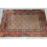 Indo Persian rug with an all-over Herati design on an ivory ground with brick red borders, 5ft