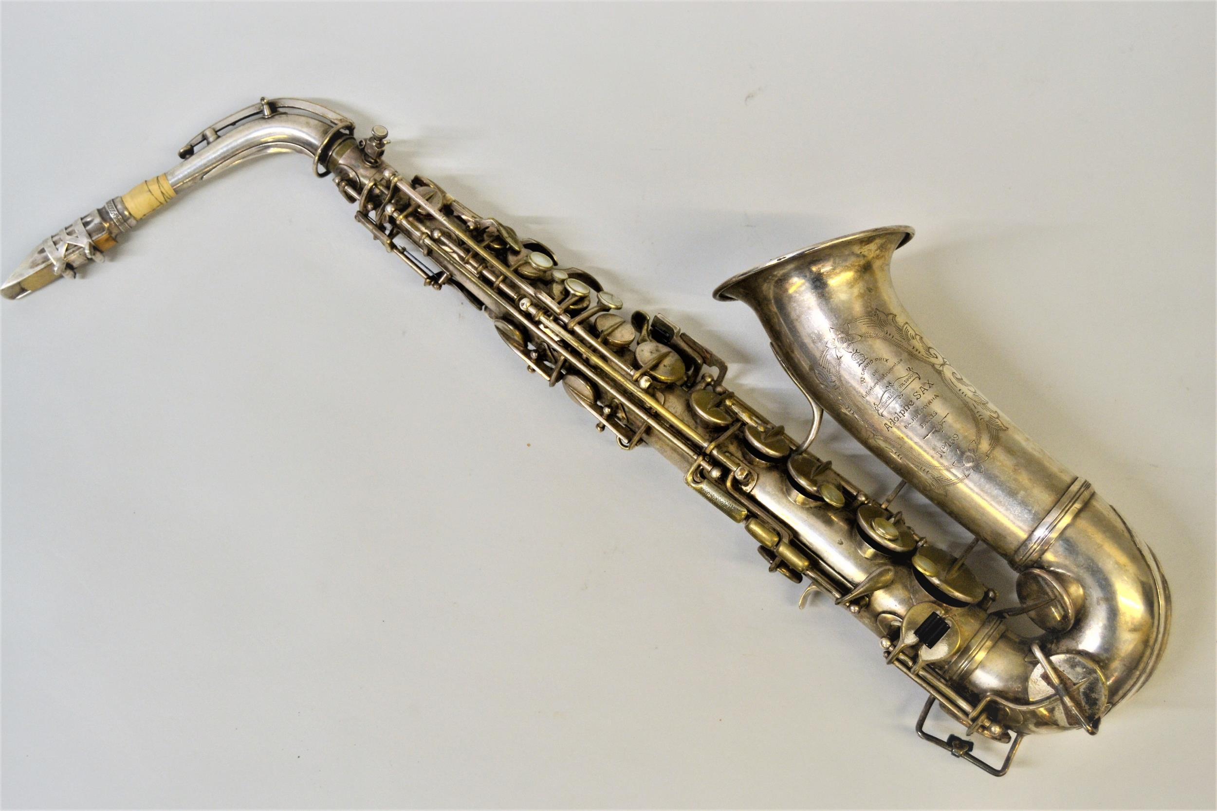 Late 19th / early 20th Century silvered brass alto saxophone by Antoine-Joseph ' Adolphe ' Sax,