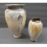 John Bedding, large Raku baluster form pottery vase (small chip to rim), 17.5ins high, together with