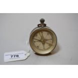 Late Victorian silver cased desk top compass / barometer in two parts (the compass section