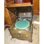 Academy oak cased table model wind-up gramophone