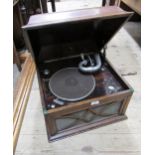 HMV oak cased table model wind-up gramophone