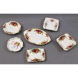 Five various Royal Albert Old Country Roses pattern trinket dishes, together with a Royal Crown