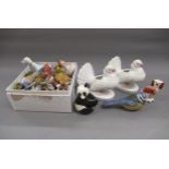 Two Goebel figures of swans, two similar smaller figures of wrens and other miscellaneous animal and