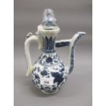 Chinese blue and white wine vessel with cover decorated with an exotic bird and stylised flowers,