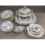 19th Century English blue and white transfer printed ' Stone China ' part dinner service, probably