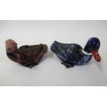 Two Chinese carved hardstone figures of ducks, 4ins wide