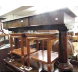 Good quality Victorian figured mahogany two drawer side table on large turned tapering end