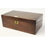 George III mahogany rectangular fold-over writing box, 17.75ins wide together with another