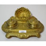 Gilt brass two bottle inkstand in French style