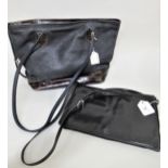 Emmy, London, black leather shoulder bag with adjustable strap, together with a Hide & Seek navy