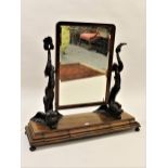 Large good quality 19th Century mahogany toilet mirror with carved sea serpent supports and three