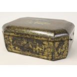 19th Century Chinese export lacquer box of irregular octagonal form, 14ins wide together with a