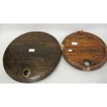 Two oak cask lids for Fremlins & Theakston ales