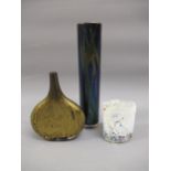 Three various Isle of Wight glass vases, two with gold floated decoration, 3.5ins to 9.5ins high