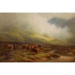 Walter J. Watson, oil on canvas, cattle in a Highland landscape, signed and dated 1931, 15ins x