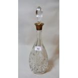 Birmingham silver mounted cut glass decanter with stopper